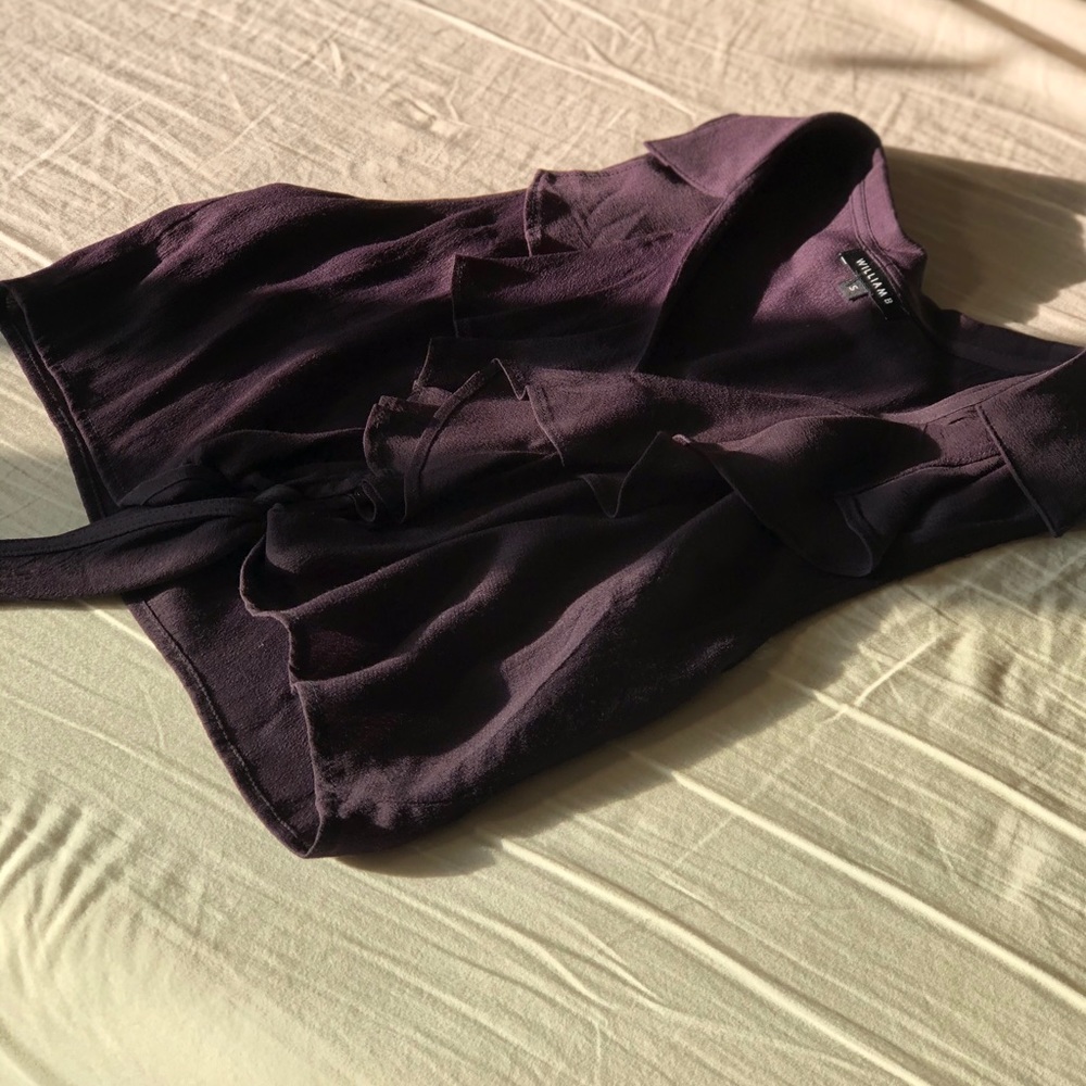 WILLIAM B ruffled blouse in dark blue/purple